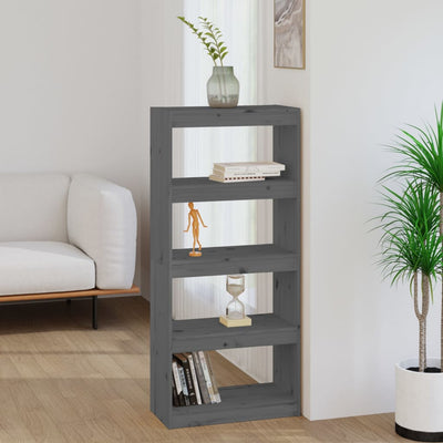 Book Cabinet/Room Divider Grey 60x30x135.5 cm Solid Wood Pine Payday Deals