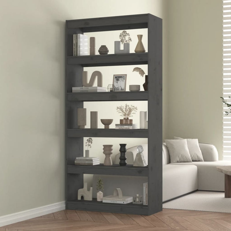 Book Cabinet/Room Divider Grey 80x30x167.4 cm Solid Wood Pine Payday Deals