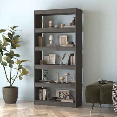 Book Cabinet/Room Divider Grey 80x30x167.4 cm Solid Wood Pine Payday Deals