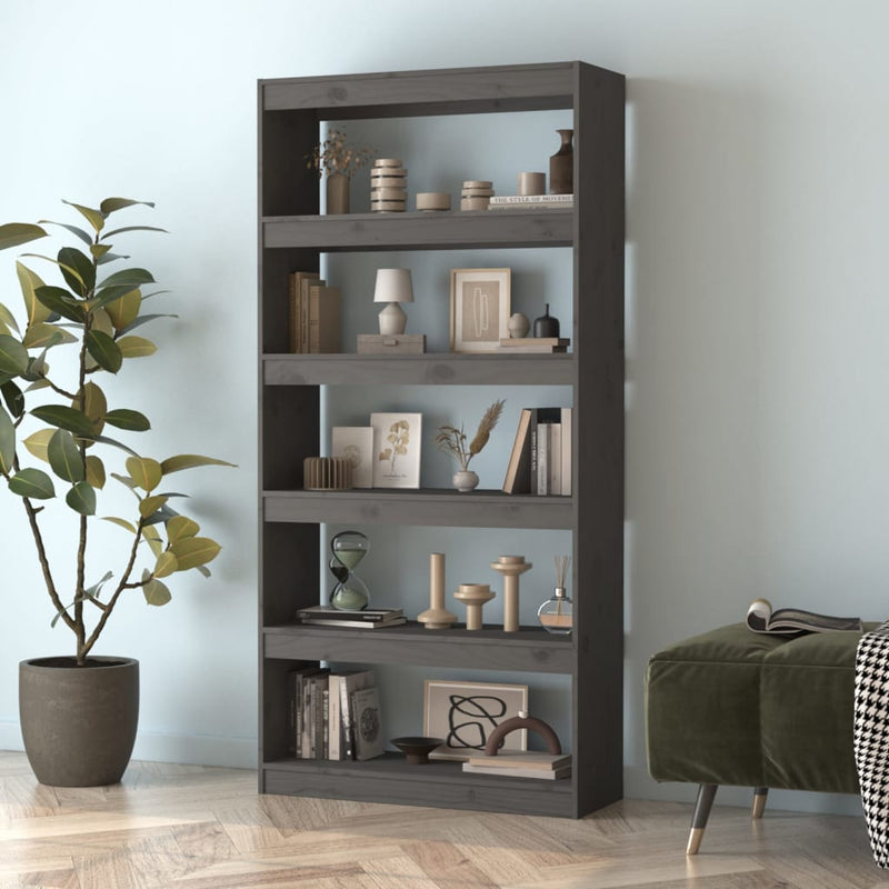 Book Cabinet/Room Divider Grey 80x30x167.4 cm Solid Wood Pine Payday Deals