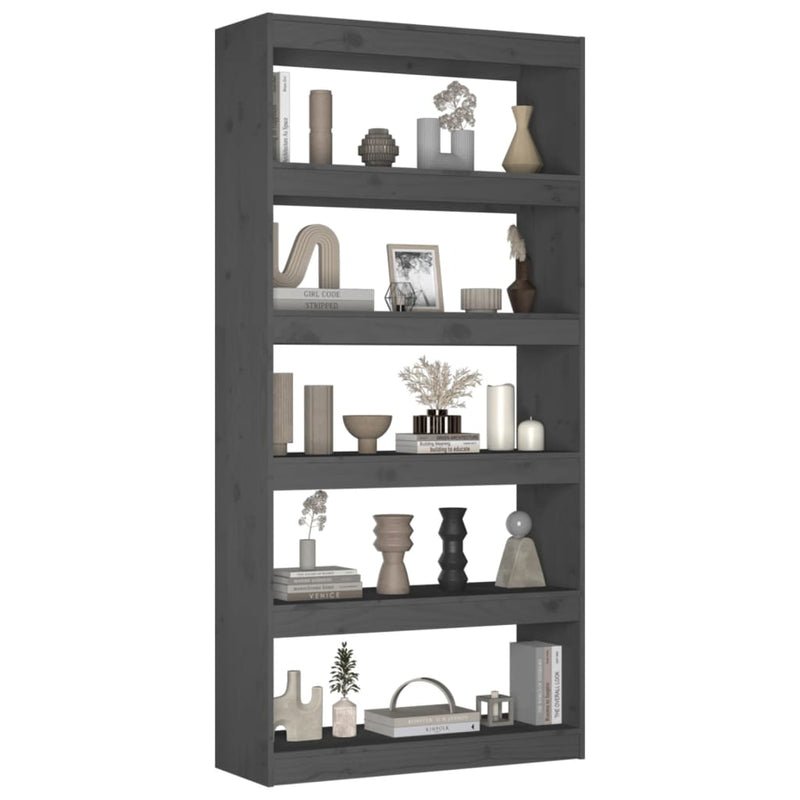Book Cabinet/Room Divider Grey 80x30x167.4 cm Solid Wood Pine Payday Deals