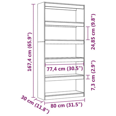 Book Cabinet/Room Divider Grey 80x30x167.4 cm Solid Wood Pine Payday Deals