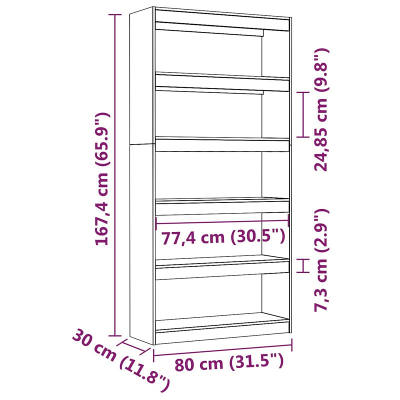 Book Cabinet/Room Divider Grey 80x30x167.4 cm Solid Wood Pine Payday Deals