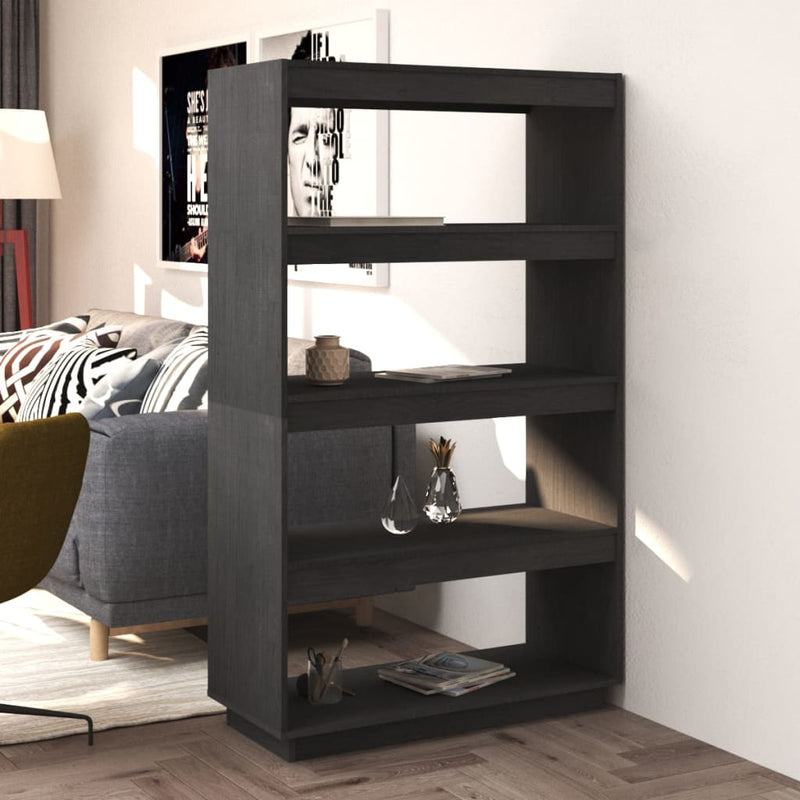 Book Cabinet/Room Divider Grey 80x35x135 cm Solid Pinewood Payday Deals