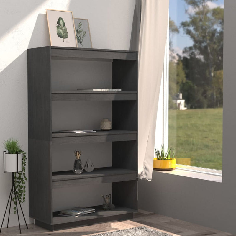 Book Cabinet/Room Divider Grey 80x35x135 cm Solid Pinewood Payday Deals