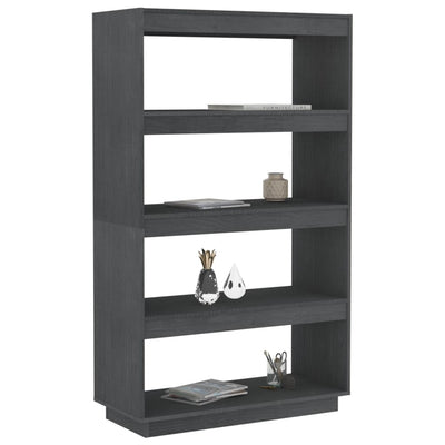 Book Cabinet/Room Divider Grey 80x35x135 cm Solid Pinewood Payday Deals