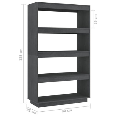 Book Cabinet/Room Divider Grey 80x35x135 cm Solid Pinewood Payday Deals