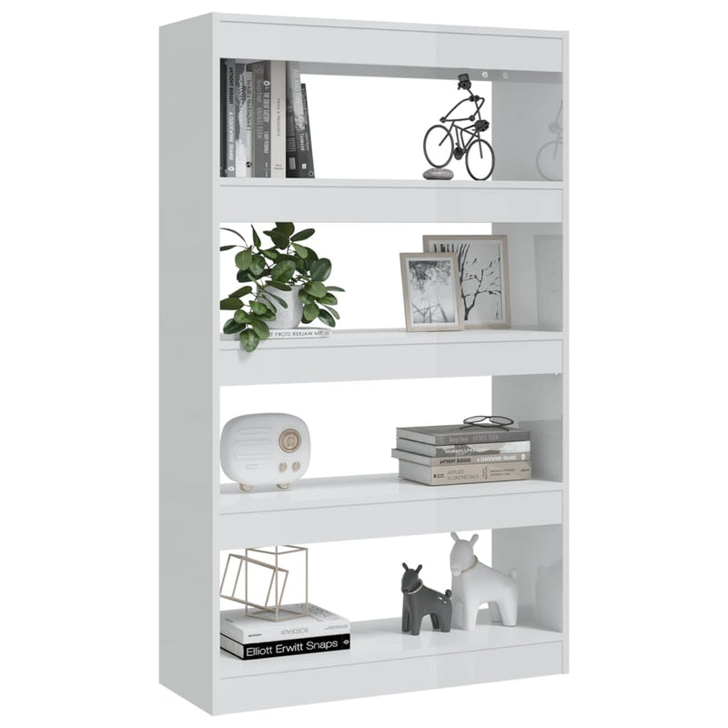 Book Cabinet/Room Divider High Gloss White 80x30x135 cm Engineered Wood Payday Deals
