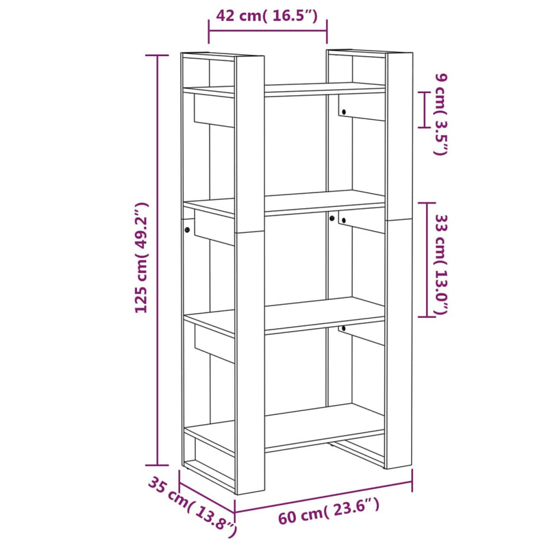 Book Cabinet/Room Divider Honey Brown 60x35x125 cm Solid Wood Payday Deals