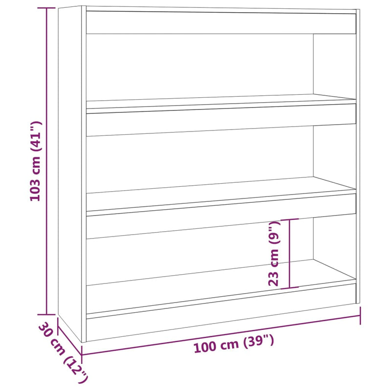 Book Cabinet/Room Divider Smoked Oak 100x30x103 cm Payday Deals