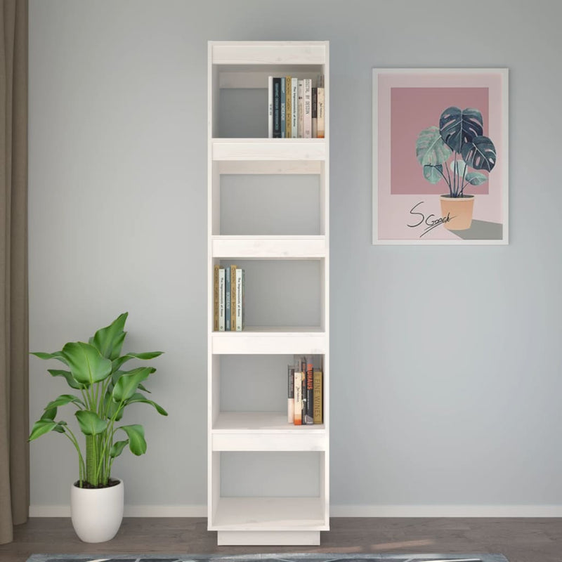 Book Cabinet/Room Divider White 40x35x167 cm Solid Wood Pine Payday Deals