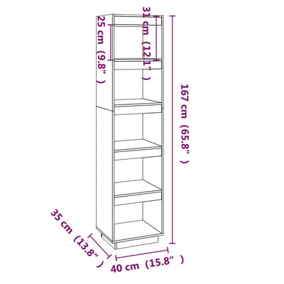 Book Cabinet/Room Divider White 40x35x167 cm Solid Wood Pine Payday Deals