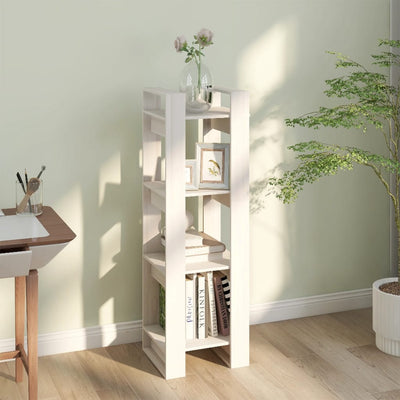 Book Cabinet/Room Divider White 41x35x125 cm Solid Wood Pine Payday Deals