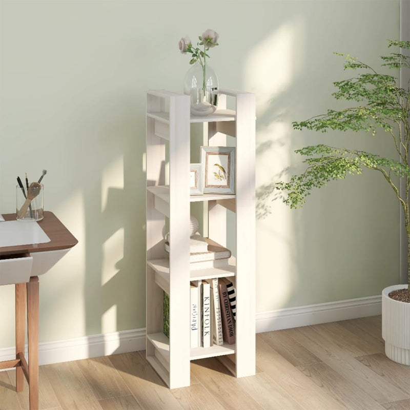 Book Cabinet/Room Divider White 41x35x125 cm Solid Wood Pine Payday Deals