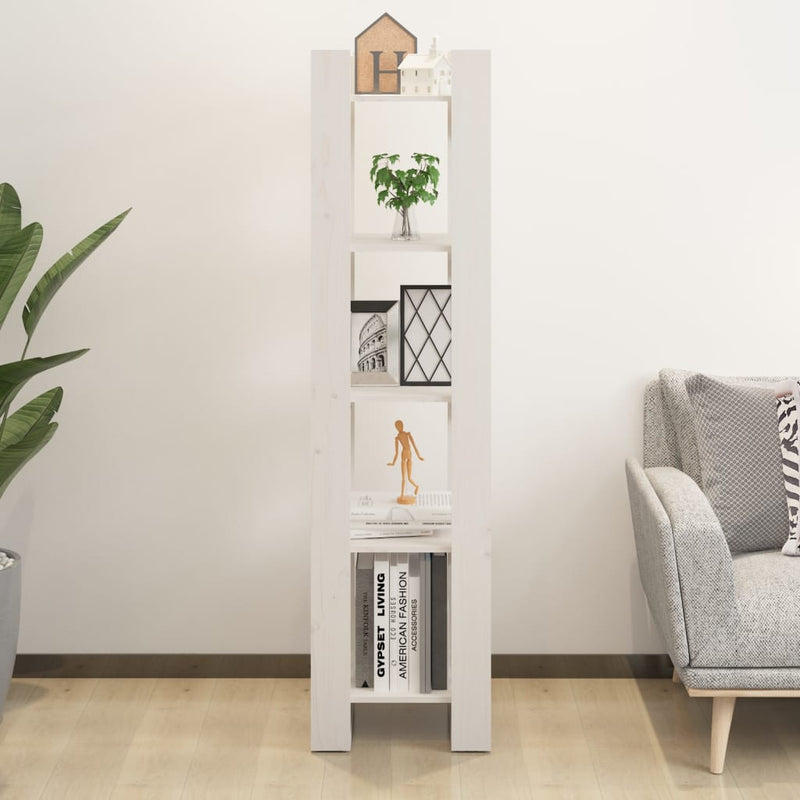 Book Cabinet/Room Divider White 41x35x160 cm Solid Wood Pine Payday Deals