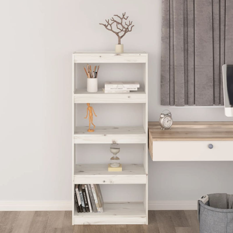 Book Cabinet/Room Divider White 60x30x135.5 cm Solid Wood Pine Payday Deals