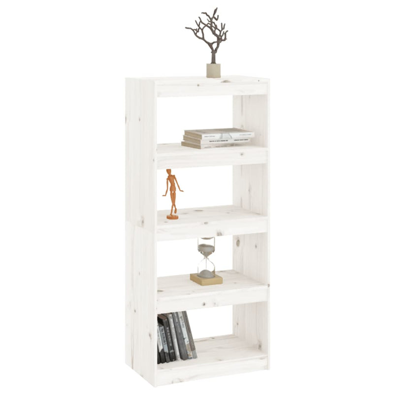 Book Cabinet/Room Divider White 60x30x135.5 cm Solid Wood Pine Payday Deals