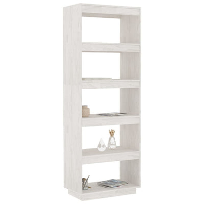 Book Cabinet/Room Divider White 60x35x167 cm Solid Pinewood Payday Deals