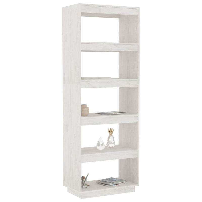 Book Cabinet/Room Divider White 60x35x167 cm Solid Pinewood Payday Deals