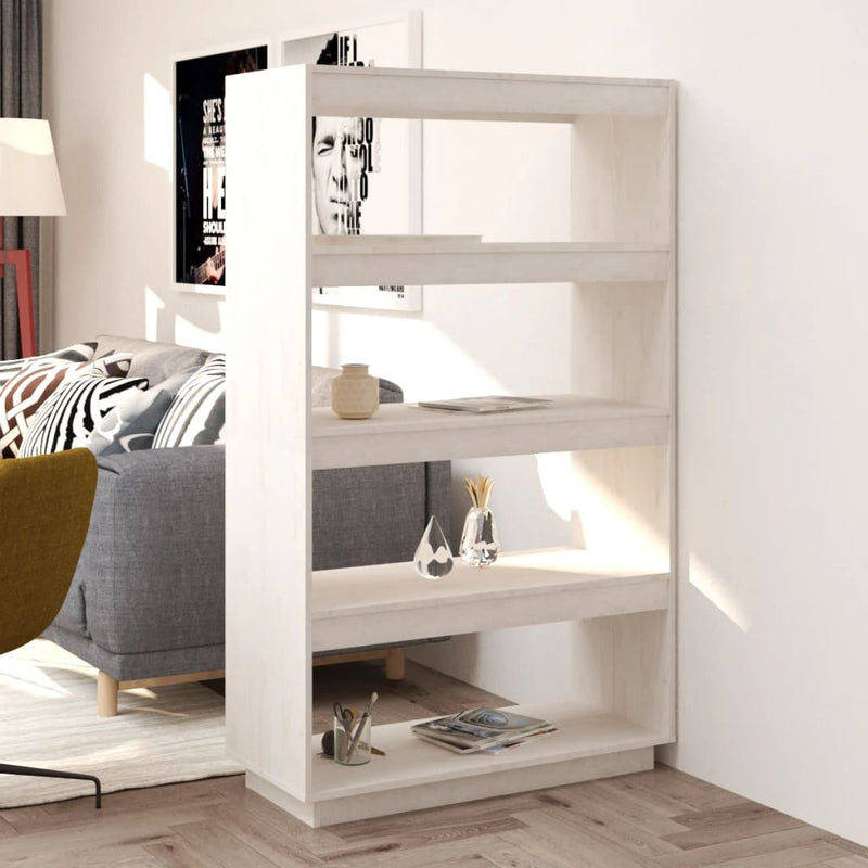 Book Cabinet/Room Divider White 80x35x135 cm Solid Pinewood Payday Deals