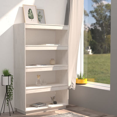 Book Cabinet/Room Divider White 80x35x135 cm Solid Pinewood Payday Deals