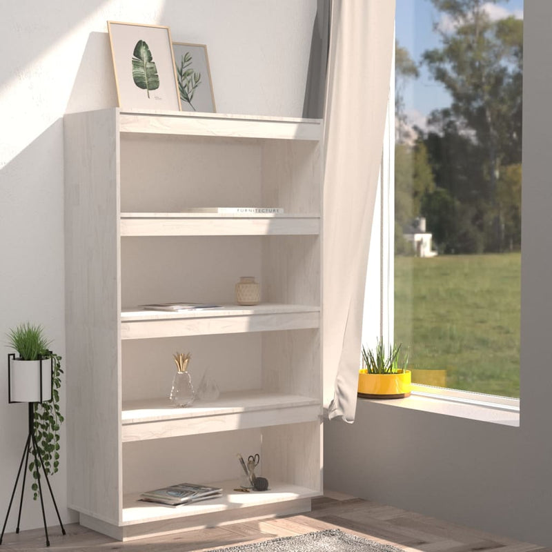 Book Cabinet/Room Divider White 80x35x135 cm Solid Pinewood Payday Deals