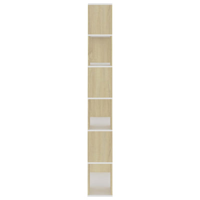 Book Cabinet Room Divider White and Sonoma Oak 80x24x186 cm Engineered Wood Payday Deals