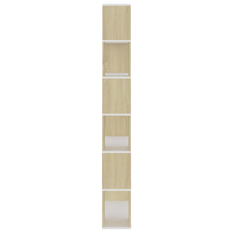 Book Cabinet Room Divider White and Sonoma Oak 80x24x186 cm Engineered Wood Payday Deals