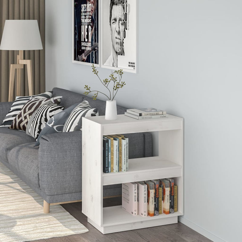 Book Cabinet White 60x35x71 cm Solid Wood Pine Payday Deals