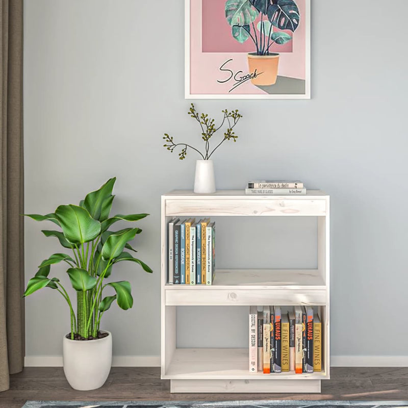 Book Cabinet White 60x35x71 cm Solid Wood Pine Payday Deals