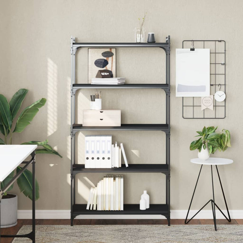 Bookcase 5-Tier Black 80x30x154 cm Engineered Wood Payday Deals