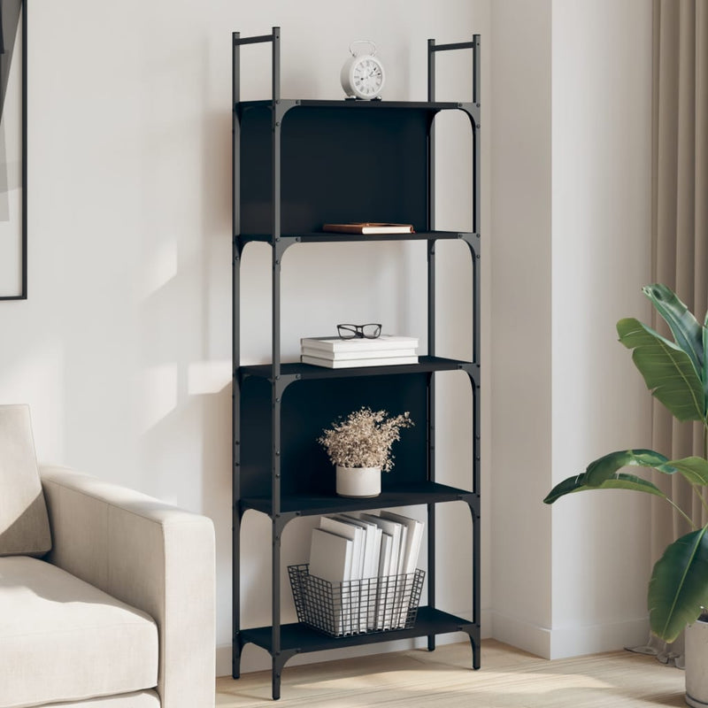 Bookshelf 5-Tier Black 60.5x24x166.5 cm Engineered Wood Payday Deals