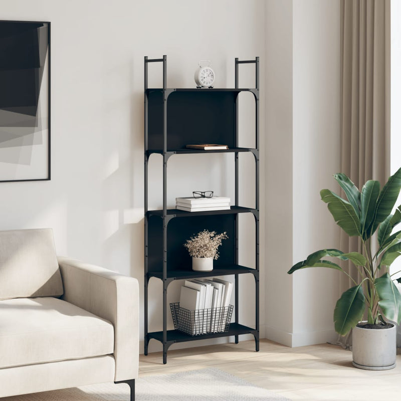 Bookshelf 5-Tier Black 60.5x24x166.5 cm Engineered Wood Payday Deals