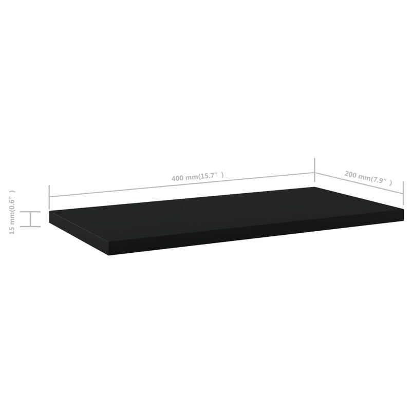 Bookshelf Boards 4 pcs Black 40x20x1.5 cm Engineered Wood Payday Deals