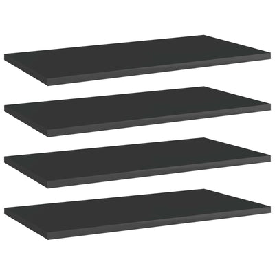 Bookshelf Boards 4 pcs High Gloss Black 60x30x1.5 cm Engineered Wood Payday Deals