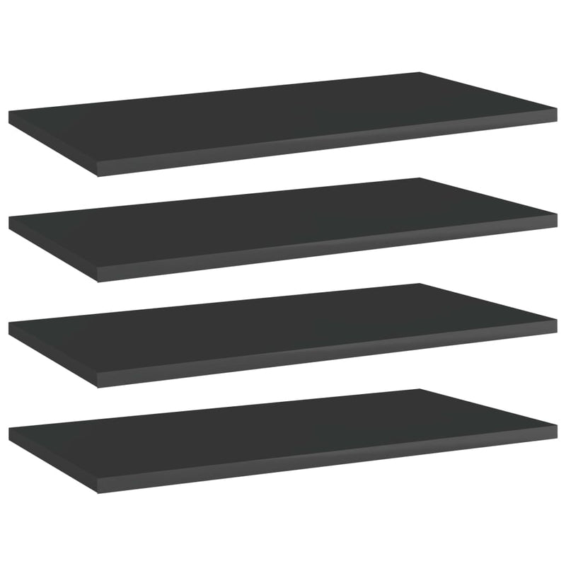 Bookshelf Boards 4 pcs High Gloss Black 60x30x1.5 cm Engineered Wood Payday Deals