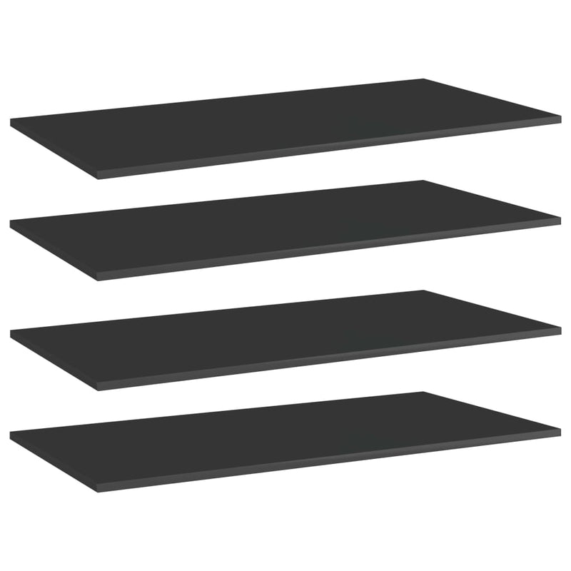 Bookshelf Boards 4 pcs High Gloss Black 80x20x1.5 cm Engineered Wood Payday Deals