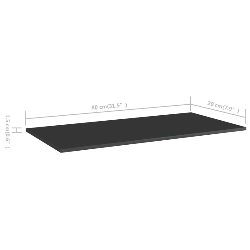 Bookshelf Boards 4 pcs High Gloss Black 80x20x1.5 cm Engineered Wood Payday Deals
