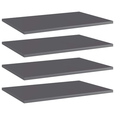 Bookshelf Boards 4 pcs High Gloss Grey 60x40x1.5 cm Engineered Wood Payday Deals