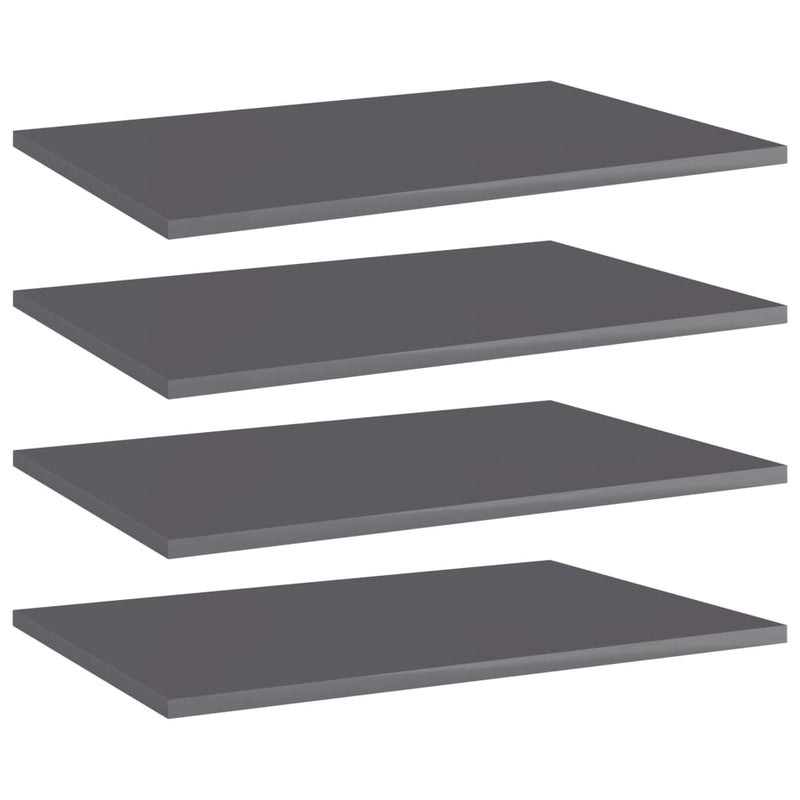 Bookshelf Boards 4 pcs High Gloss Grey 60x40x1.5 cm Engineered Wood Payday Deals