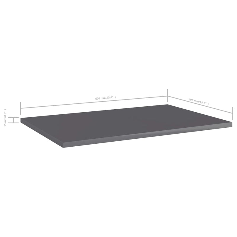 Bookshelf Boards 4 pcs High Gloss Grey 60x40x1.5 cm Engineered Wood Payday Deals