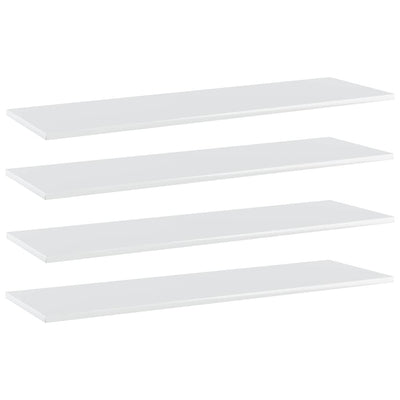 Bookshelf Boards 4 pcs High Gloss White 100x30x1.5 cm Engineered Wood Payday Deals