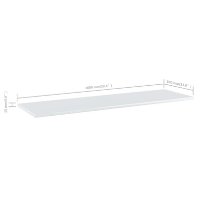 Bookshelf Boards 4 pcs High Gloss White 100x30x1.5 cm Engineered Wood Payday Deals