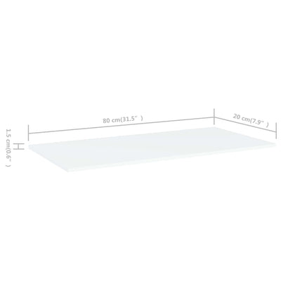 Bookshelf Boards 4 pcs White 80x20x1.5 cm Engineered Wood Payday Deals