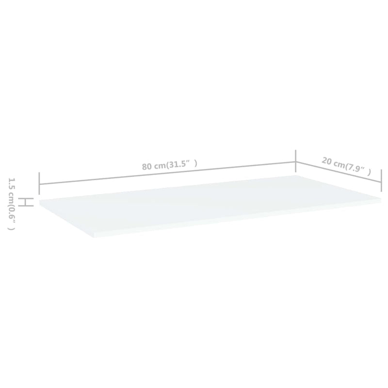 Bookshelf Boards 4 pcs White 80x20x1.5 cm Engineered Wood Payday Deals