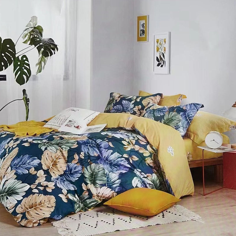 Botanical House 100% Cotton Reversible Quilt Cover Set King Payday Deals