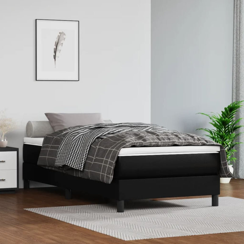 Box Spring Bed with Mattress Black 100x200 cm Faux Leather Payday Deals