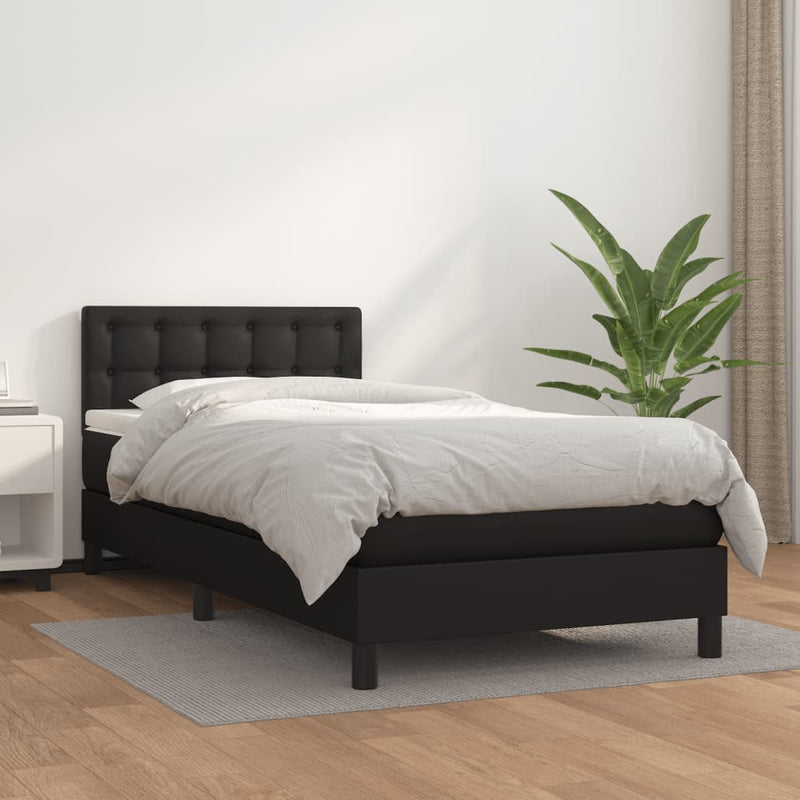 Box Spring Bed with Mattress Black 100x200 cm Faux Leather Payday Deals