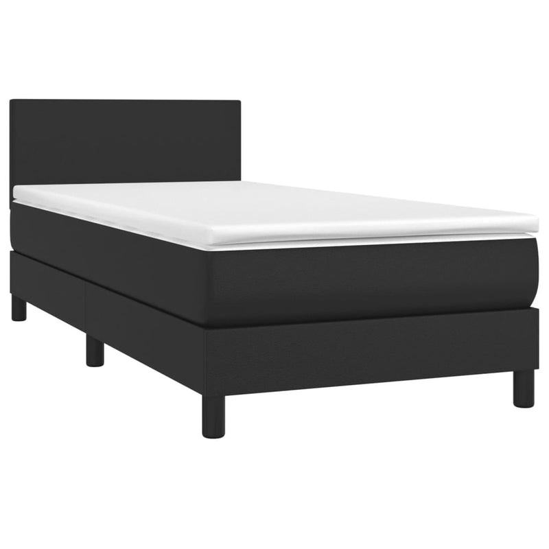 Box Spring Bed with Mattress Black 100x200 cm Faux Leather Payday Deals