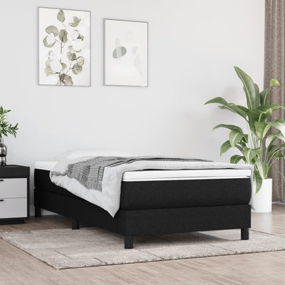 Box Spring Bed with Mattress Black 106x203 cm King Single Size Fabric Payday Deals